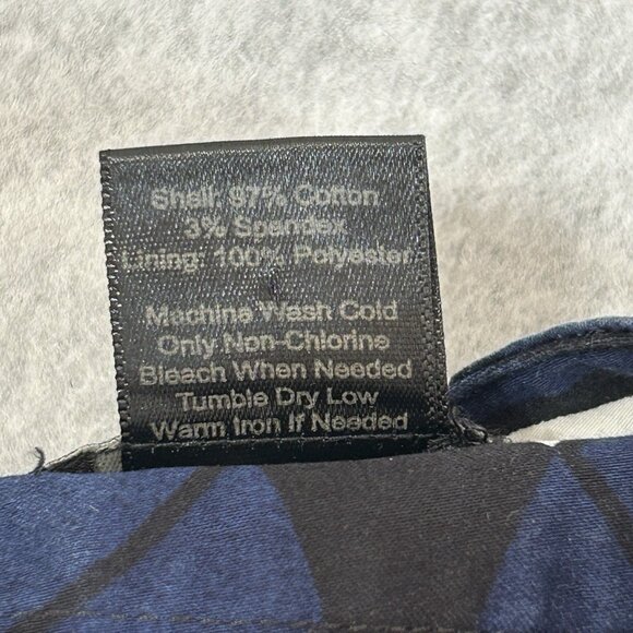 ANN TAYLOR Petite Pencil Skirt 00P Blue White Black Geo Print Cotton Blend Lined - Picture 4 of 7